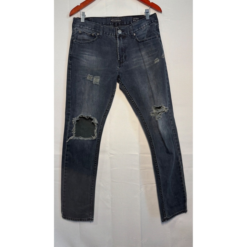 Bullhead Denim Co Jeans 100% Cotton Distressed Skinny Fit Gray Mens 32x32